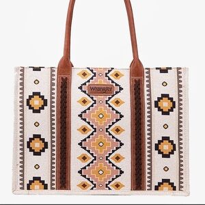 Wrangler Women's Tote with Geometric Design - Tan and Cream